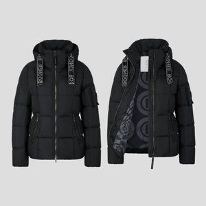 Bogner Felina Down Puffer Jacket Jacquard Drawstring Full Zipped Bla…